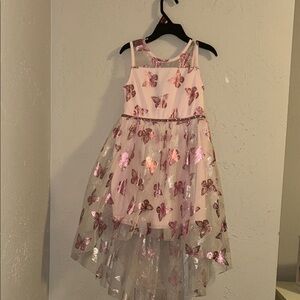 Elegant Pink Butterfly Kids Dress